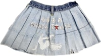 a denim skirt that says sexy mother fucker